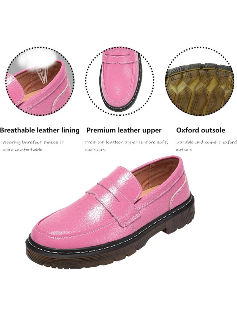Women's Pink-croco Classic Penny Loafers Fashion Driving Moccasins Shoes - Picture 5 of 6